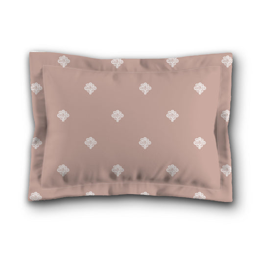 Salmon Microfiber Pillow Sham with Flange, White Hand-painted Swizzle Motif Print, White Reverse Side, King (width x length) 22 x 38 inches / 56 x 97 cm