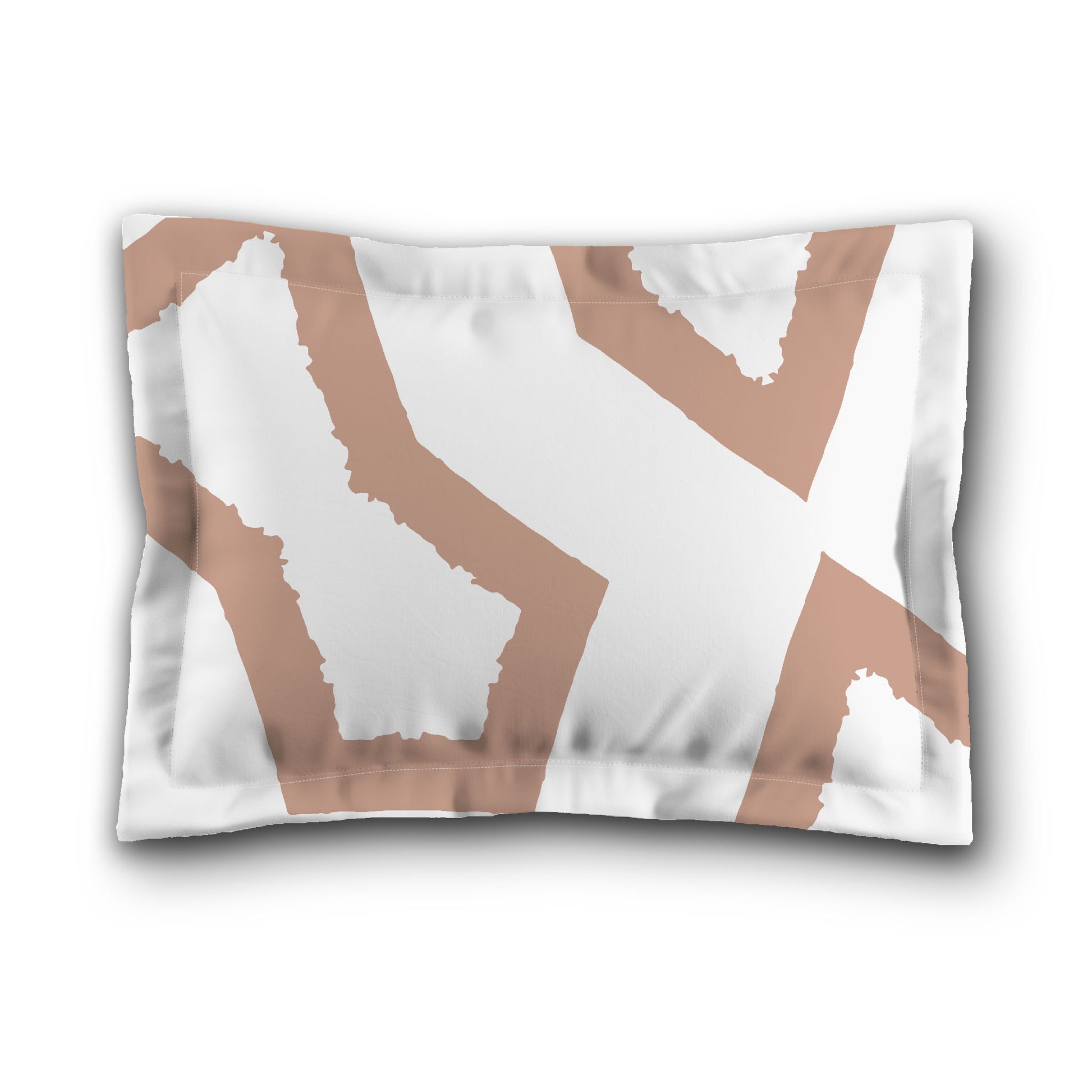 White Microfiber Sham with Flange, Bold Salmon Graphic on Front, White Reverse Side, King (width x length) 22 x 38 inches / 56 x 97 cm