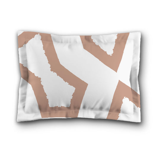 White Microfiber Sham with Flange, Bold Salmon Graphic on Front, White Reverse Side, King (width x length) 22 x 38 inches / 56 x 97 cm