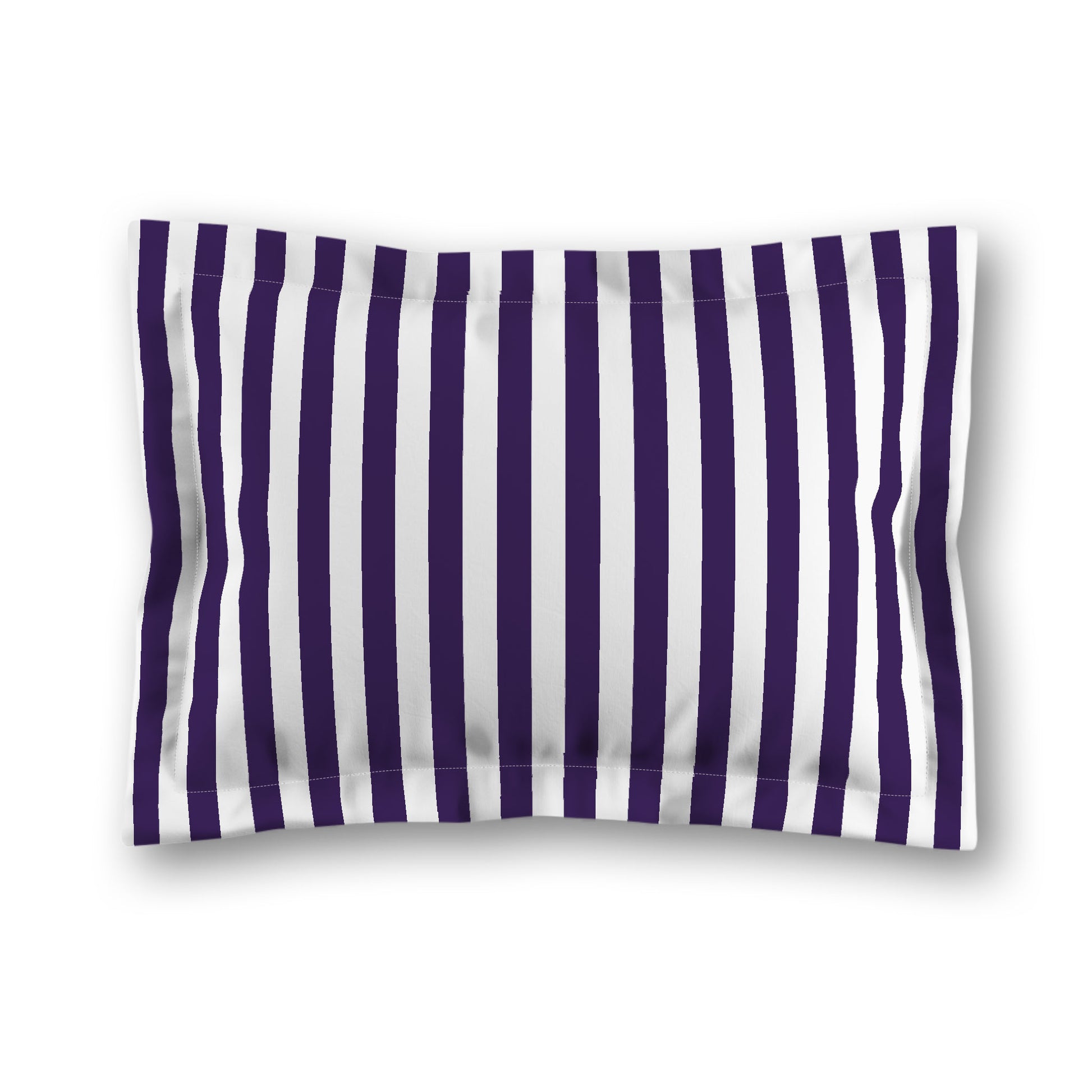White Microfiber Sham with Flange, Purple Bars on Front, White Reverse Side, King (width x length) 22 x 38 inches / 56 x 97 cm