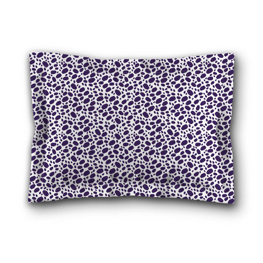 White Microfiber Pillow Sham with Flange, Purple Hand-painted Dab Motif Print, White Reverse Side, King (width x length) 22 x 38 inches / 56 x 97 cm
