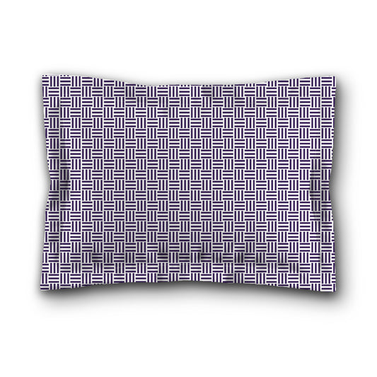 White Microfiber Pillow Sham with Flange, Purple Single Weave Motif Print, White Reverse Side, King (width x length) 22 x 38 inches / 56 x 97 cm
