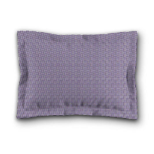 White Microfiber Pillow Sham with Flange, Purple Double Weave Motif Print, White Reverse Side, King (width x length) 22 x 38 inches / 56 x 97 cm
