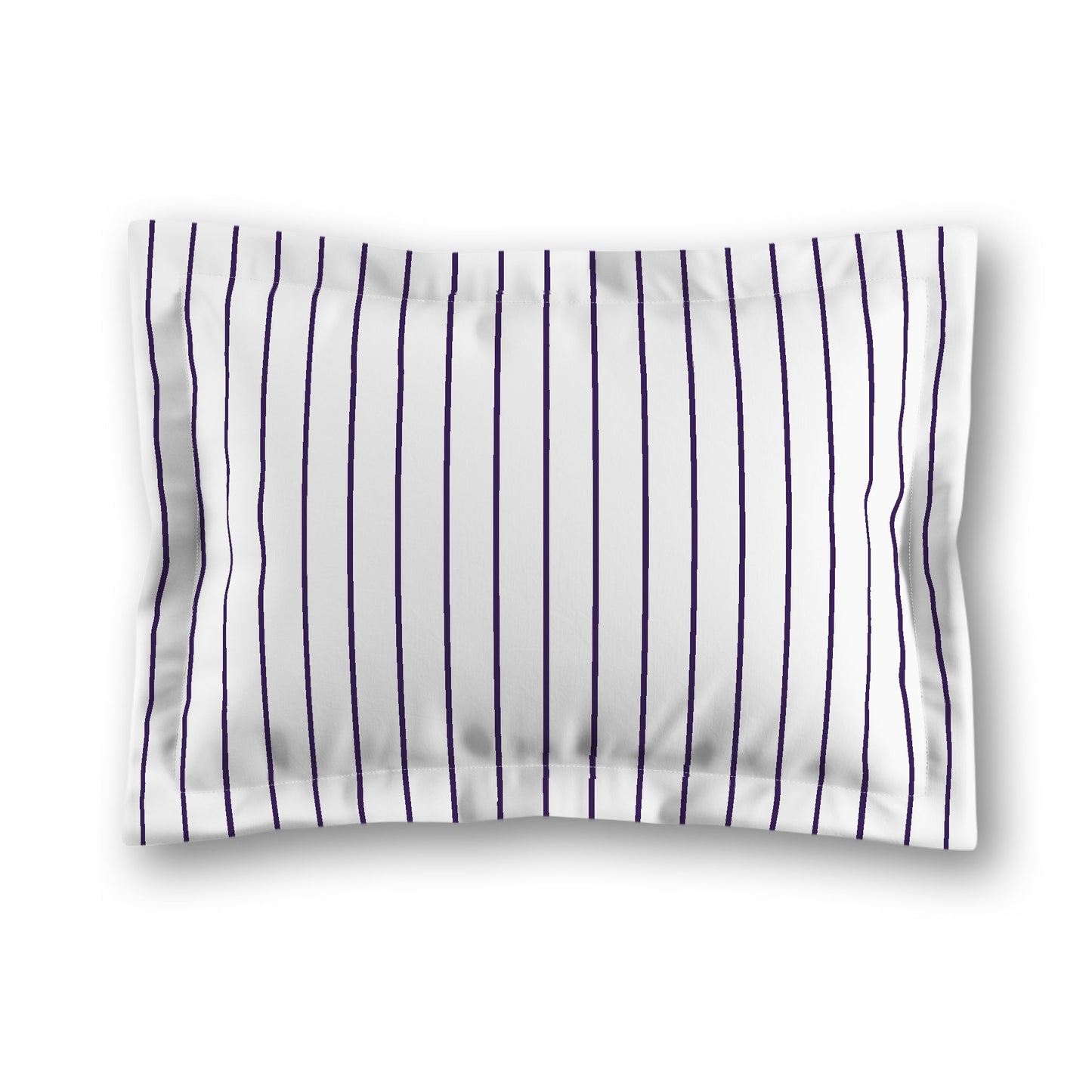 White Microfiber Sham with Flange, Purple Stripes on Front, White Reverse Side, King (width x length) 22 x 38 inches / 56 x 97 cm