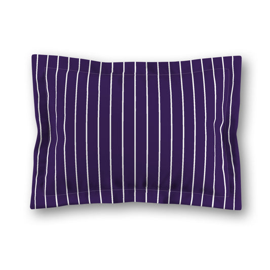 Purple Microfiber Sham with Flange, White Stripes on Front, White Reverse Side, King (width x length) 22 x 38 inches / 56 x 97 cm