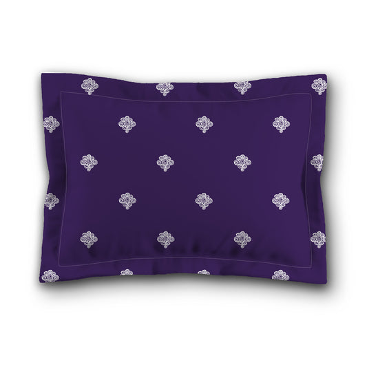 Purple Microfiber Pillow Sham with Flange, White Hand-painted Swizzle Motif Print, White Reverse Side, King (width x length) 22 x 38 inches / 56 x 97 cm
