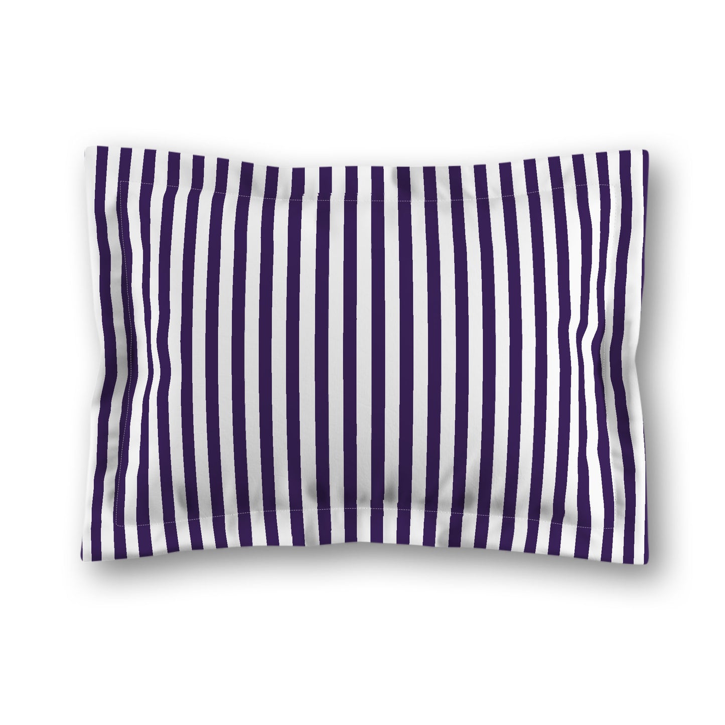 White Microfiber Sham with Flange, Thin Purple Bars on Front, White Reverse Side, King (width x length) 22 x 38 inches / 56 x 97 cm