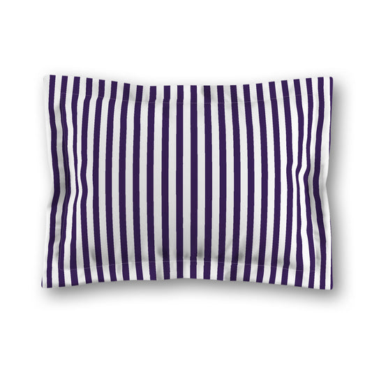 White Microfiber Sham with Flange, Thin Purple Bars on Front, White Reverse Side, King (width x length) 22 x 38 inches / 56 x 97 cm
