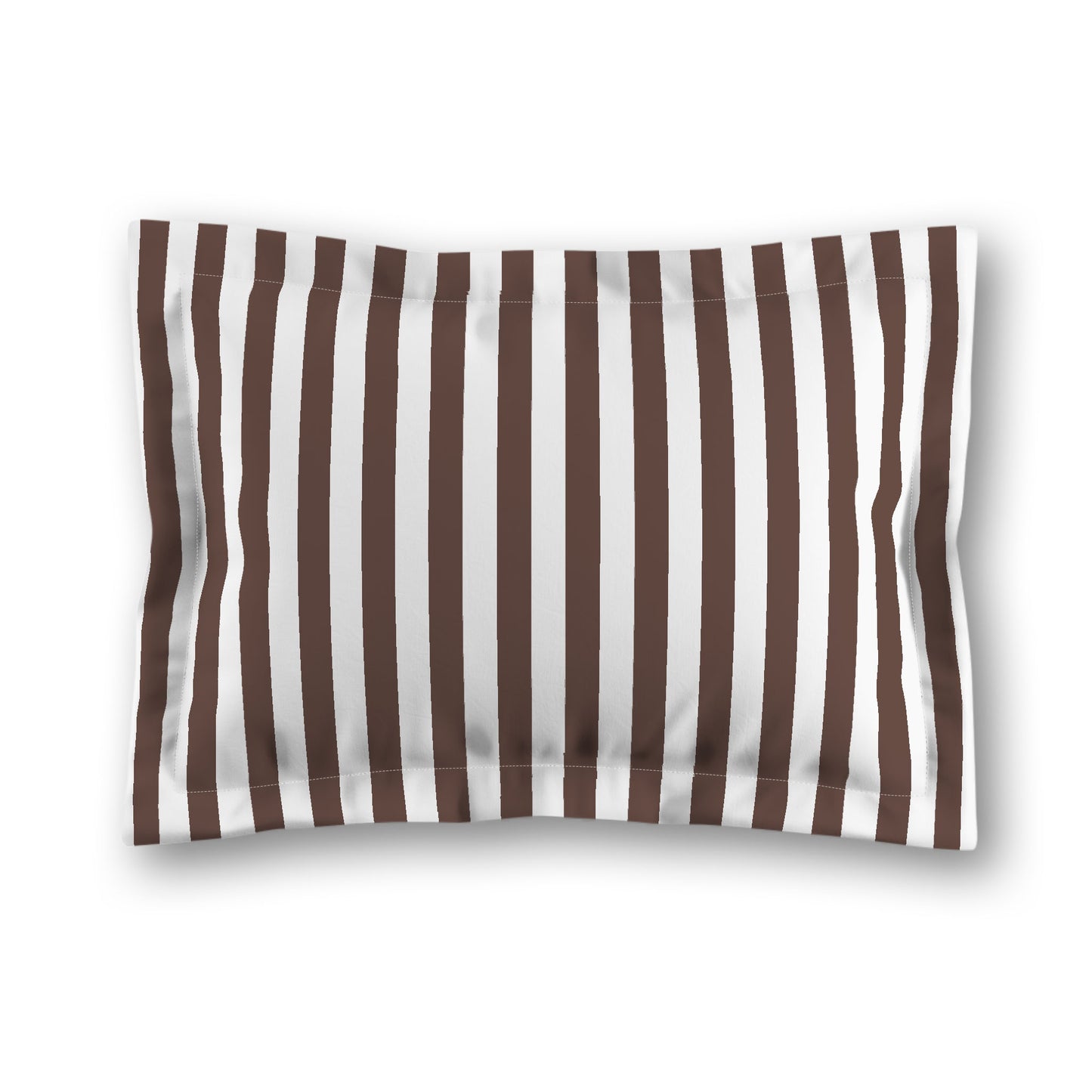 White Microfiber Sham with Flange, Brown Bars on Front, White Reverse Side, King (width x length) 22 x 38 inches / 56 x 97 cm