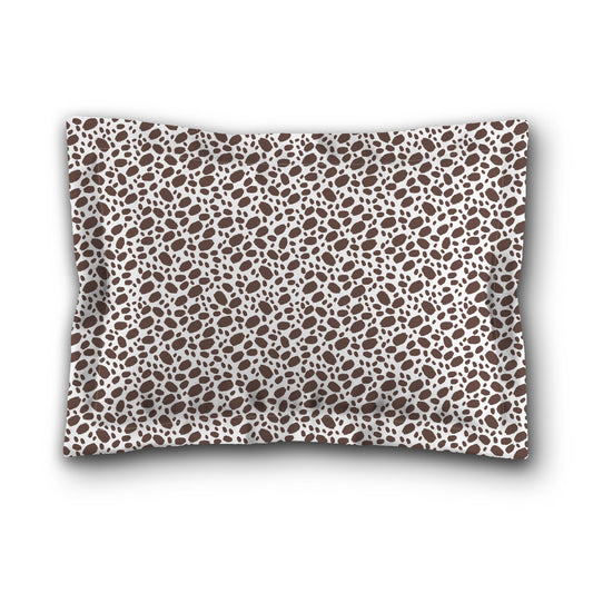 White Microfiber Pillow Sham with Flange, Brown Hand-painted Dab Motif Print, White Reverse Side, King (width x length) 22 x 38 inches / 56 x 97 cm