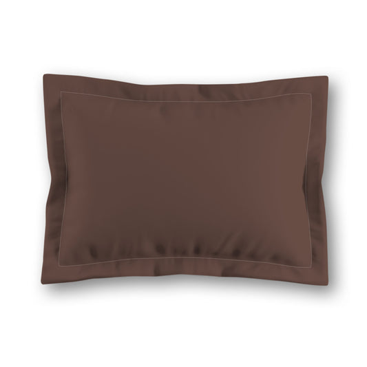 Brown Microfiber Sham with Flange, White Reverse Side, King (width x length) 22 x 38 inches / 56 x 97 cm