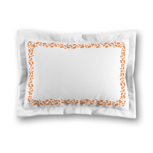 White Microfiber Pillow Sham with Flange, Orange Hand-painted Dab Motif Print, Classic Border, White Reverse Side, King (width x length) 22 x 38 inches / 56 x 97 cm