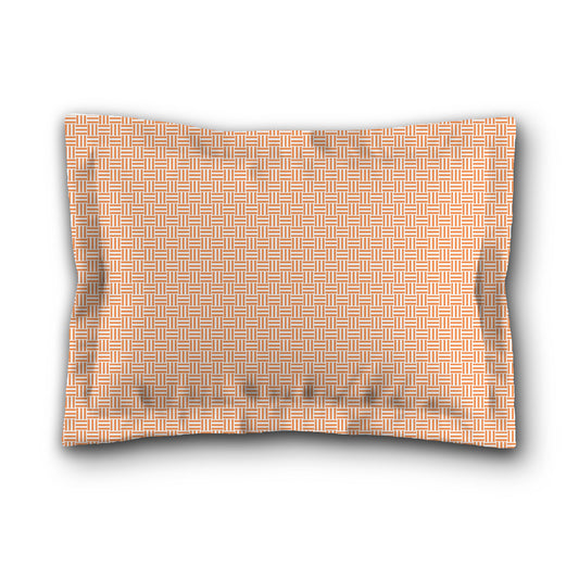 White Microfiber Pillow Sham with Flange, Orange Double Weave Motif Print, White Reverse Side, King (width x length) 22 x 38 inches / 56 x 97 cm