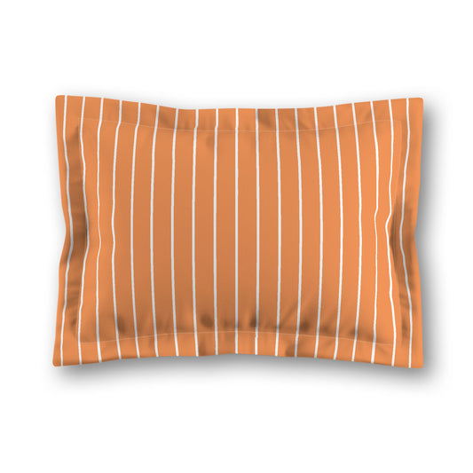 Orange Microfiber Sham with Flange, White Stripes on Front, White Reverse Side, King (width x length) 22 x 38 inches / 56 x 97 cm