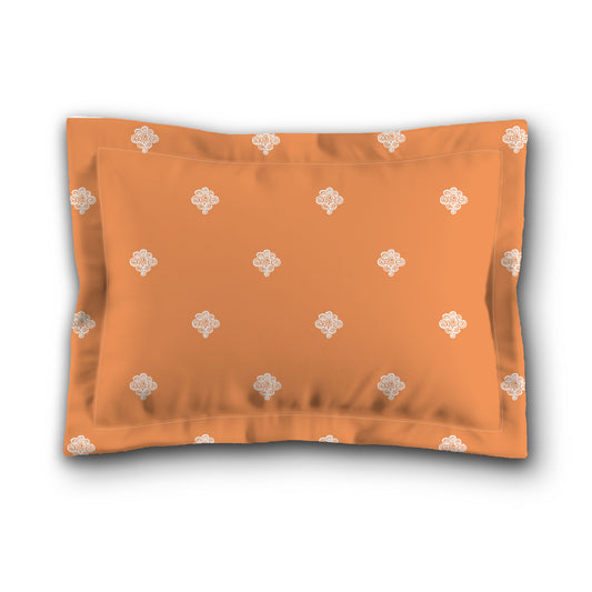 Orange Microfiber Pillow Sham with Flange, White Hand-painted Swizzle Motif Print, White Reverse Side, King (width x length) 22 x 38 inches / 56 x 97 cm