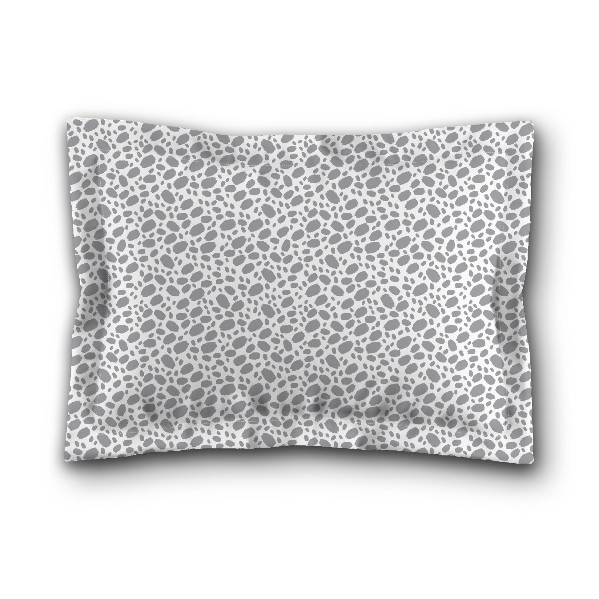 White Microfiber Pillow Sham with Flange, Grey Hand-painted Dab Motif Print, White Reverse Side, King (width x length) 22 x 38 inches / 56 x 97 cm