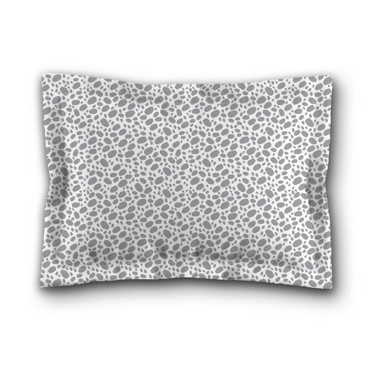 White Microfiber Pillow Sham with Flange, Grey Hand-painted Dab Motif Print, White Reverse Side, King (width x length) 22 x 38 inches / 56 x 97 cm