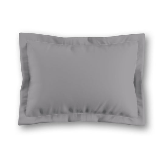 Grey Microfiber Sham with Flange, White Reverse Side, King (width x length) 22 x 38 inches / 56 x 97 cm