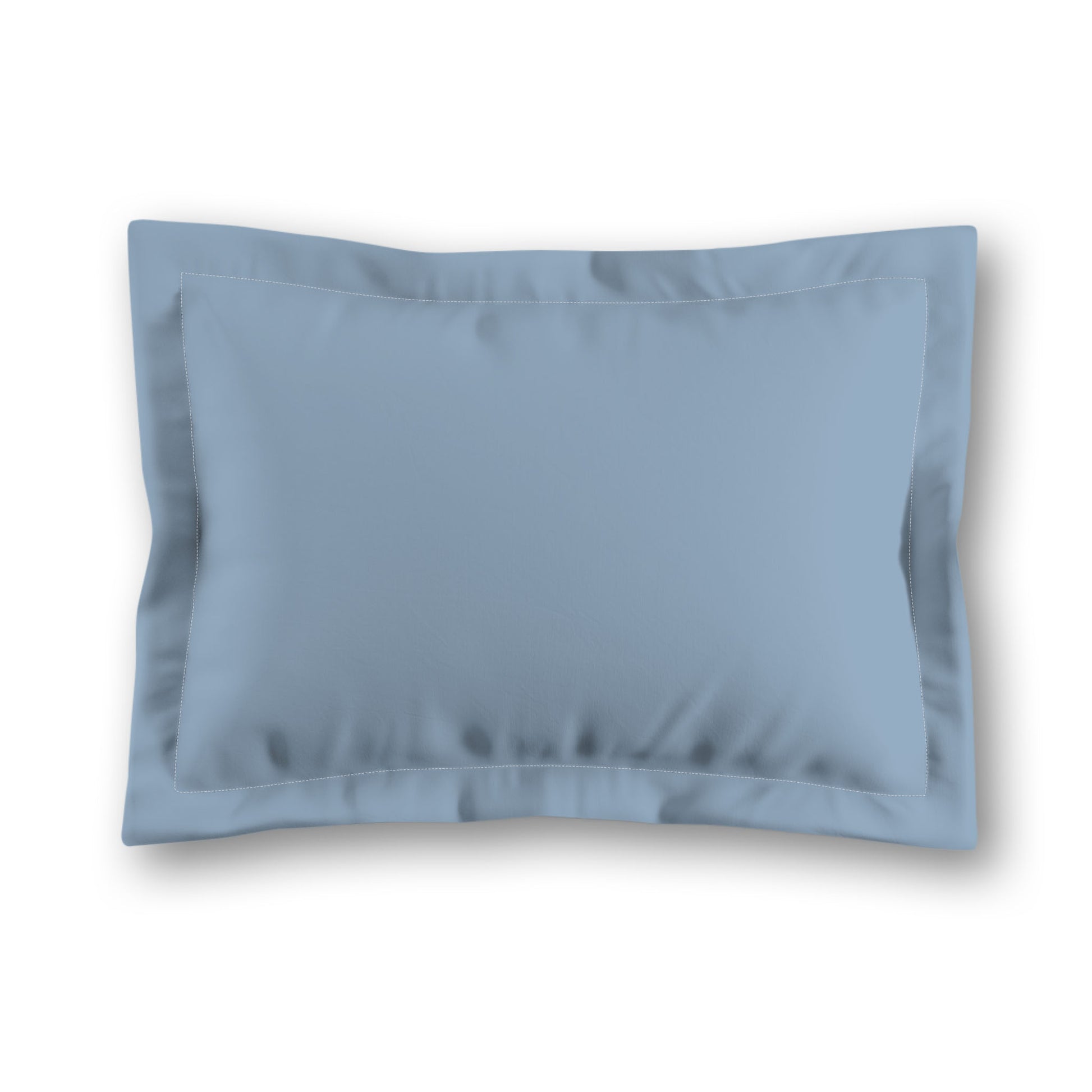 Blue Microfiber Sham with Flange, White Reverse Side, King (width x length) 22 x 38 inches / 56 x 97 cm