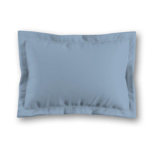 Blue Microfiber Sham with Flange, White Reverse Side, King (width x length) 22 x 38 inches / 56 x 97 cm
