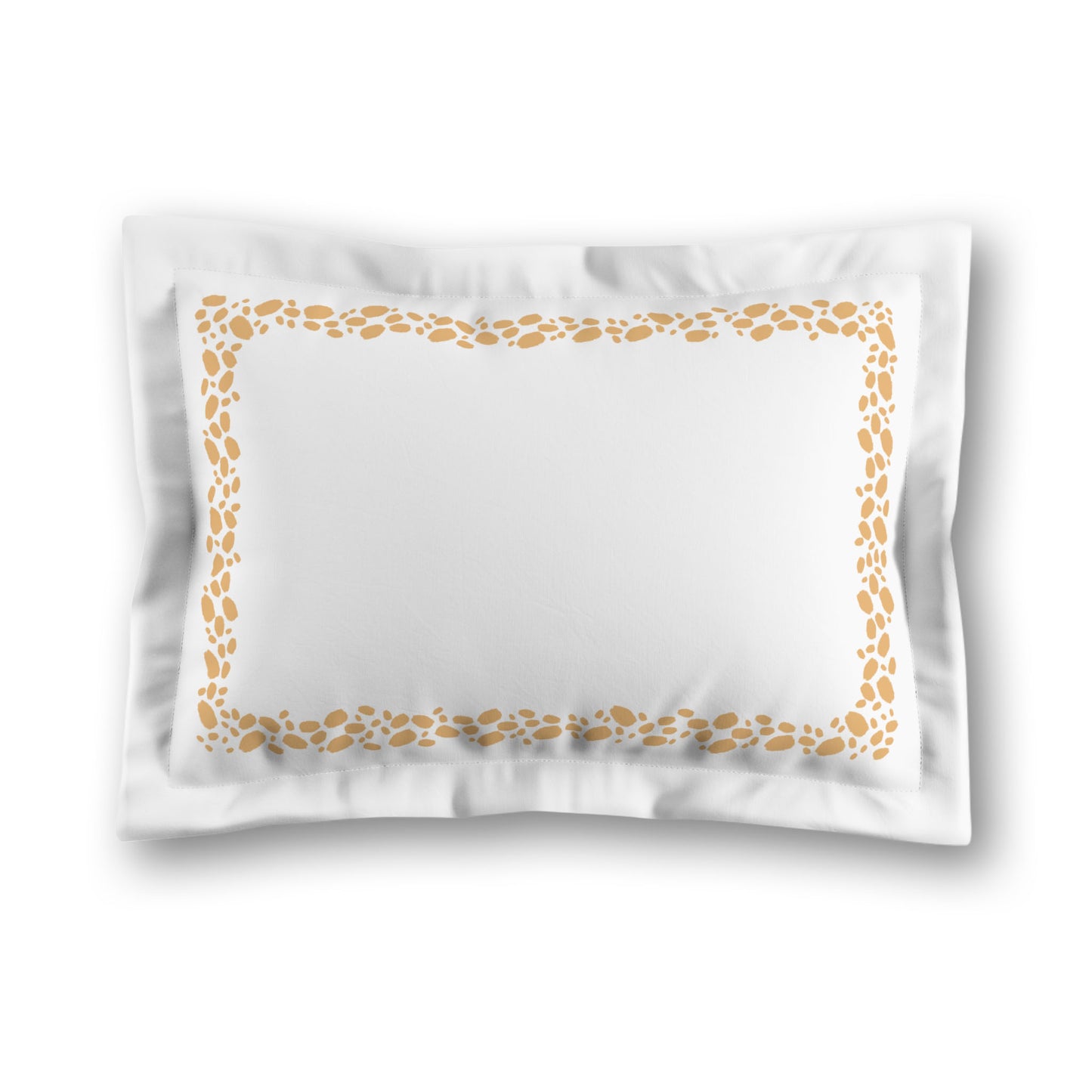 White Microfiber Pillow Sham with Flange, Pale Orange Hand-painted Dab Motif Print, Classic Border, White Reverse Side, King (width x length) 22 x 38 inches / 56 x 97 cm