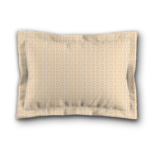 White Microfiber Pillow Sham with Flange, Pale Orange Single Weave Motif Print, White Reverse Side, King (width x length) 22 x 38 inches / 56 x 97 cm