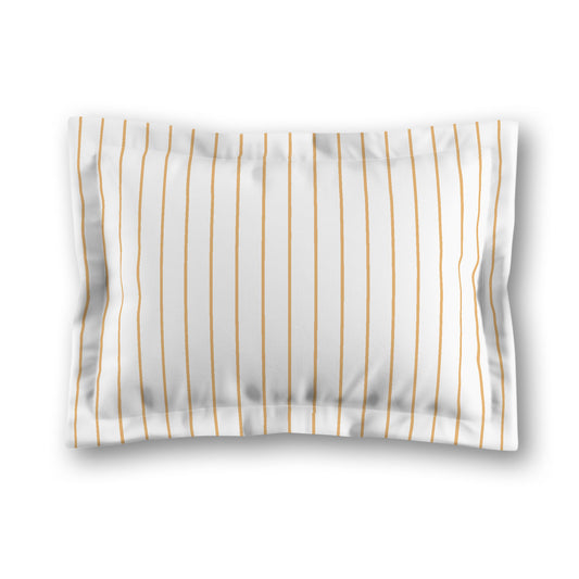 White Microfiber Sham with Flange, Pale Orange Stripes on Front, White Reverse Side, King (width x length) 22 x 38 inches / 56 x 97 cm
