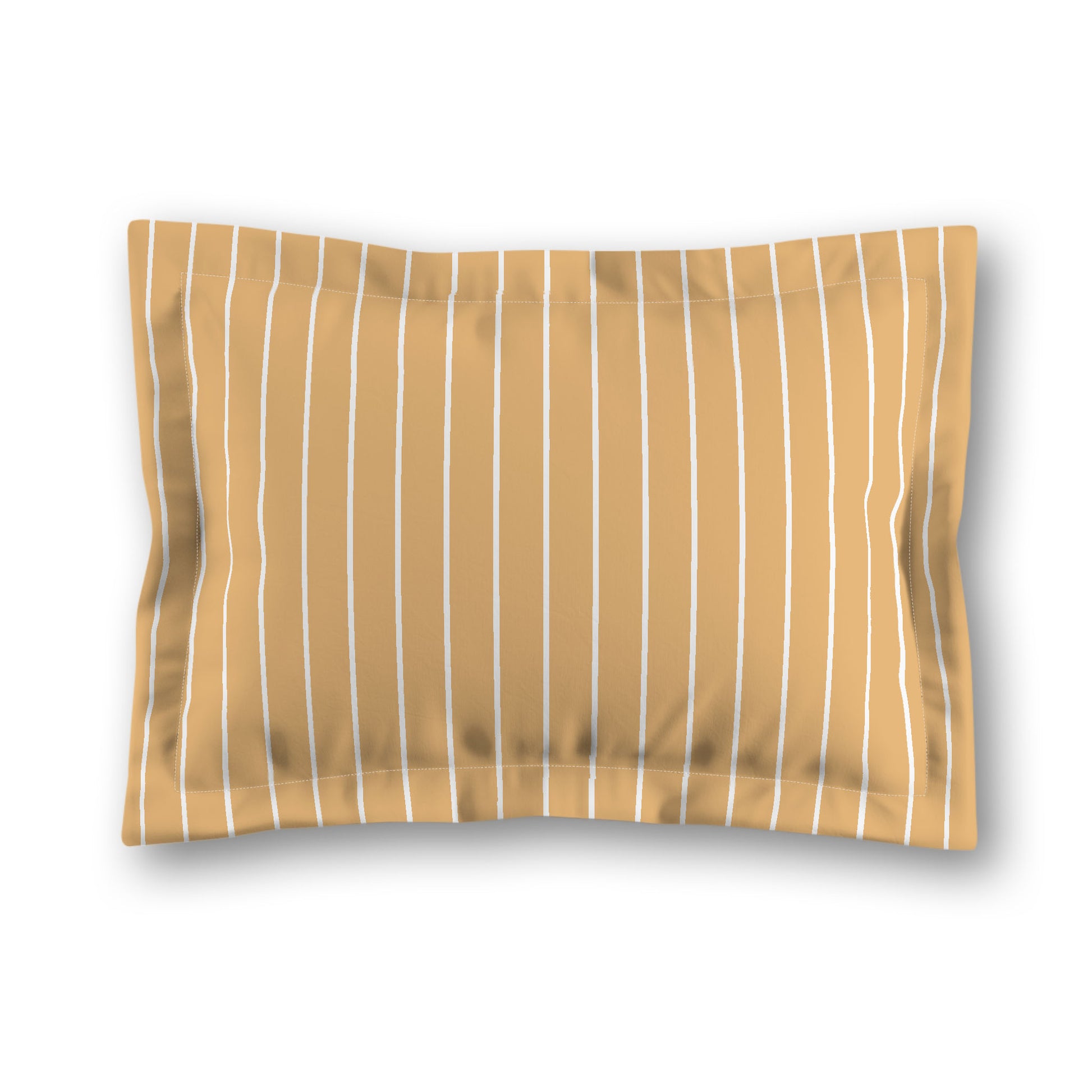 Pale Orange Microfiber Sham with Flange, White Stripes on Front, White Reverse Side, King (width x length) 22 x 38 inches / 56 x 97 cm