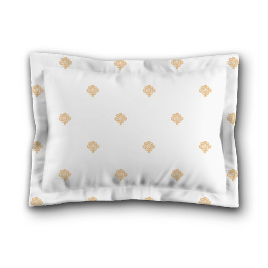 White Microfiber Pillow Sham with Flange, Pale Orange Hand-painted Swizzle Motif Print, White Reverse Side, King (width x length) 22 x 38 inches / 56 x 97 cm