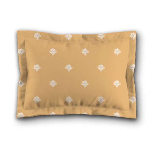 Pale Orange Microfiber Pillow Sham with Flange, White Hand-painted Swizzle Motif Print, White Reverse Side, King (width x length) 22 x 38 inches / 56 x 97 cm