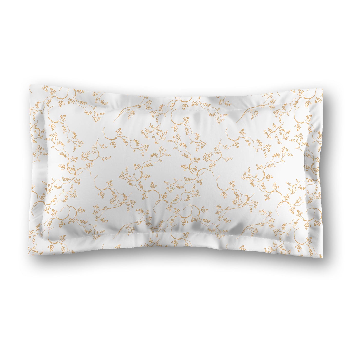 White Microfiber Pillow Sham with Flange, Pale Orange Hand-painted Vine Print, White Reverse Side, Standard (width x length) 22 x 30 inches / 56 x 76 cm