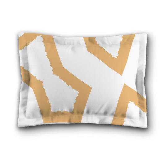 White Microfiber Sham with Flange, Bold Pale Orange Graphic on Front, White Reverse Side, King (width x length) 22 x 38 inches / 56 x 97 cm