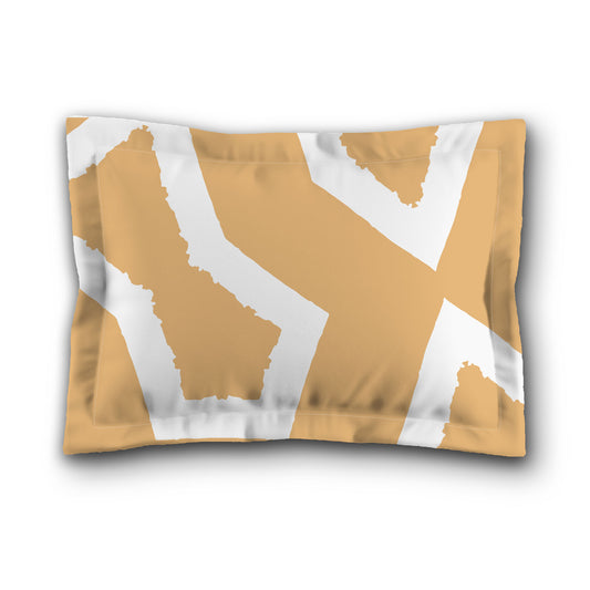 Pale Orange Microfiber Pillow Sham with Flange, Bold White Graphic on Front, White Reverse Side, King (width x length) 22 x 38 inches / 56 x 97 cm