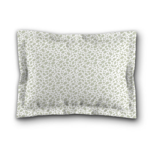 White Microfiber Pillow Sham with Flange, Pale Green Hand-painted Dab Motif Print, White Reverse Side, King (width x length) 22 x 38 inches / 56 x 97 cm