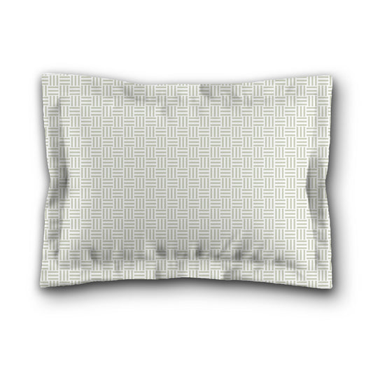 White Microfiber Pillow Sham with Flange, Pale Green Single Weave Motif Print, White Reverse Side, King (width x length) 22 x 38 inches / 56 x 97 cm