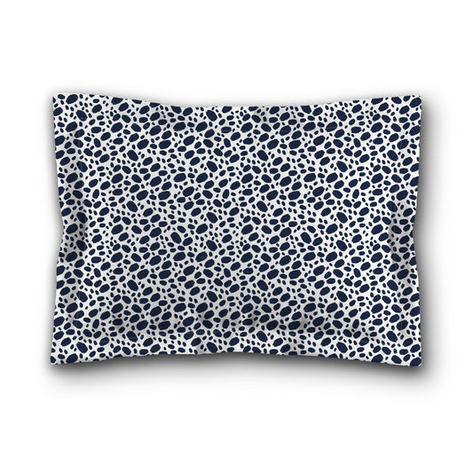 White Microfiber Pillow Sham with Flange, Navy Blue Hand-painted Dab Motif Print, White Reverse Side, King (width x length) 22 x 38 inches / 56 x 97 cm