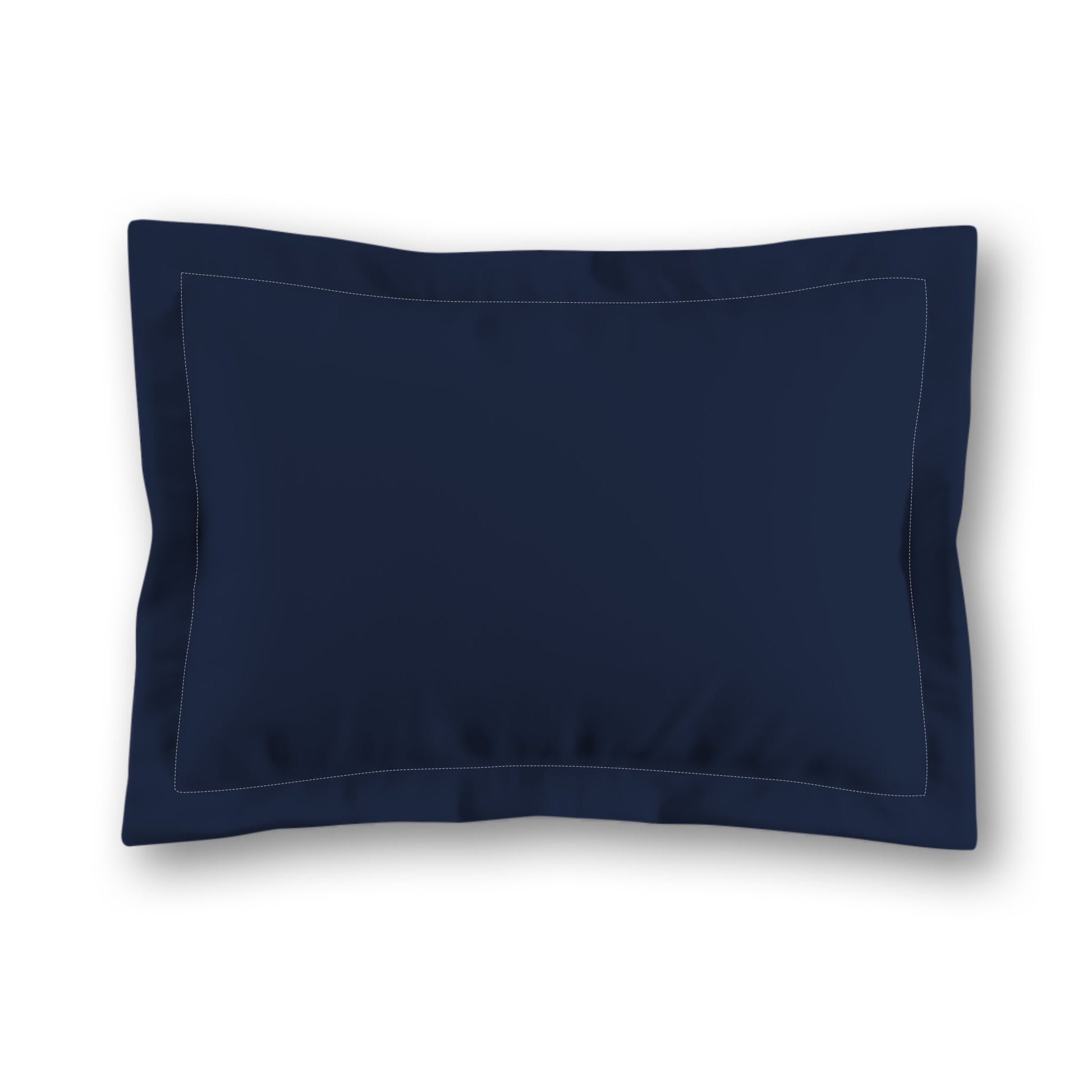 Navy Blue Microfiber Sham with Flange, White Reverse Side, King (width x length) 22 x 38 inches / 56 x 97 cm