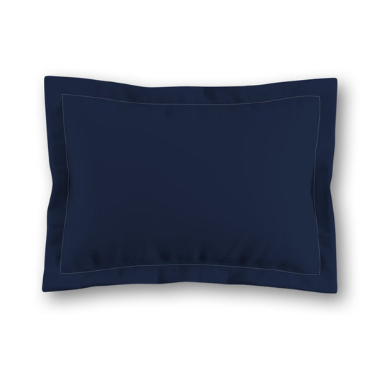Navy Blue Microfiber Sham with Flange, White Reverse Side, King (width x length) 22 x 38 inches / 56 x 97 cm