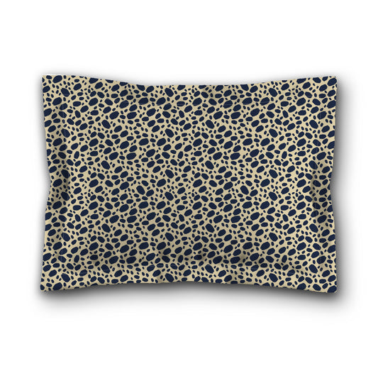 Desert Sand Microfibre Pillow Sham with Flange, Navy Blue Hand-painted Dab Motif Print, Tan Reverse Side, King (width x length) 22 x 38 inches / 56 x 97 cm