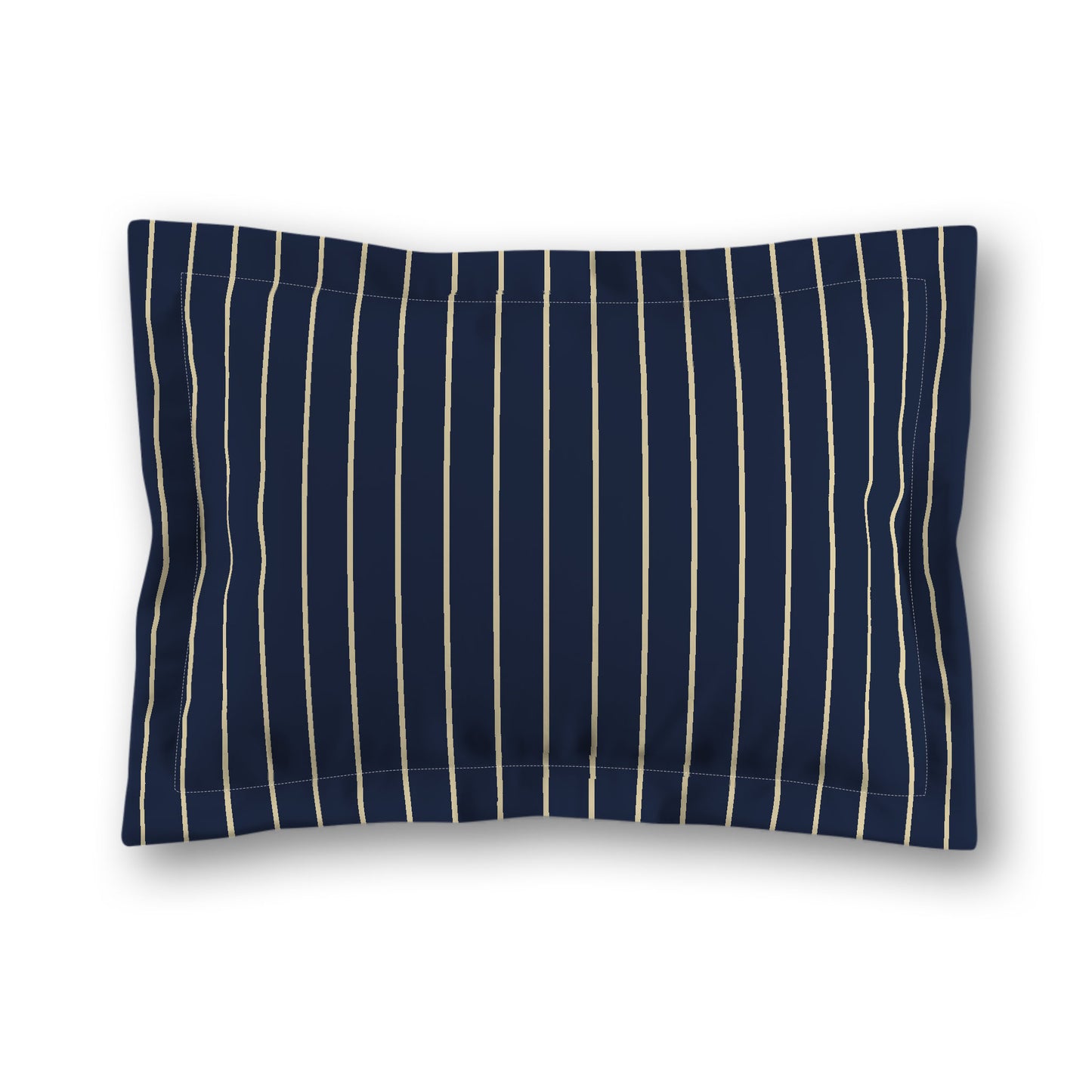 Navy Blue Microfiber Sham with Flange, Desert Sand Stripes on Front, Tan Reverse Side, King (width x length) 22 x 38 inches / 56 x 97 cm