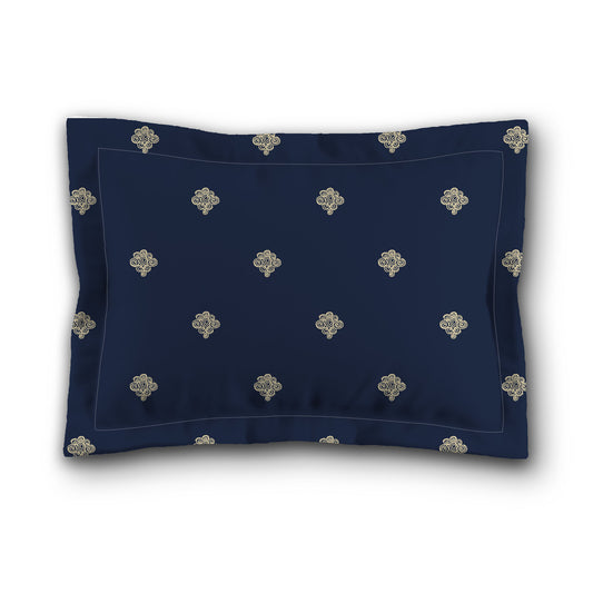 Navy Blue Microfiber Pillow Sham with Flange, Desert Sand Hand-painted Swizzle Motif Print, Tan Reverse Side, King (width x length) 22 x 38 inches / 56 x 97 cm