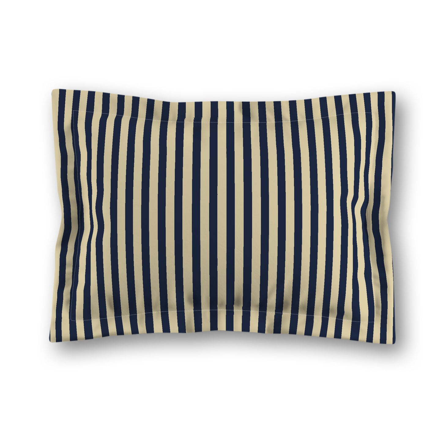 Desert Sand Microfibre Sham with Flange, Thin Navy Blue Bars on Front, Tan Reverse Side, King (width x length) 22 x 38 inches / 56 x 97 cm