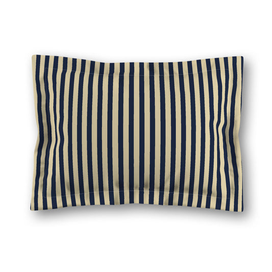 Desert Sand Microfibre Sham with Flange, Thin Navy Blue Bars on Front, Tan Reverse Side, King (width x length) 22 x 38 inches / 56 x 97 cm