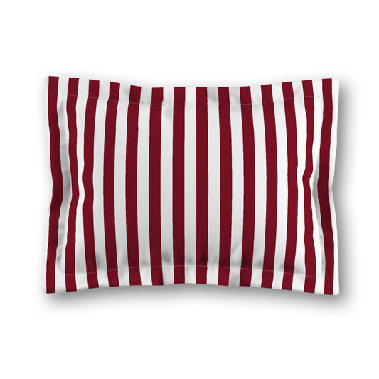 White Microfiber Sham with Flange, Burgundy Red Bars on Front, White Reverse Side | MFSF-1281-051