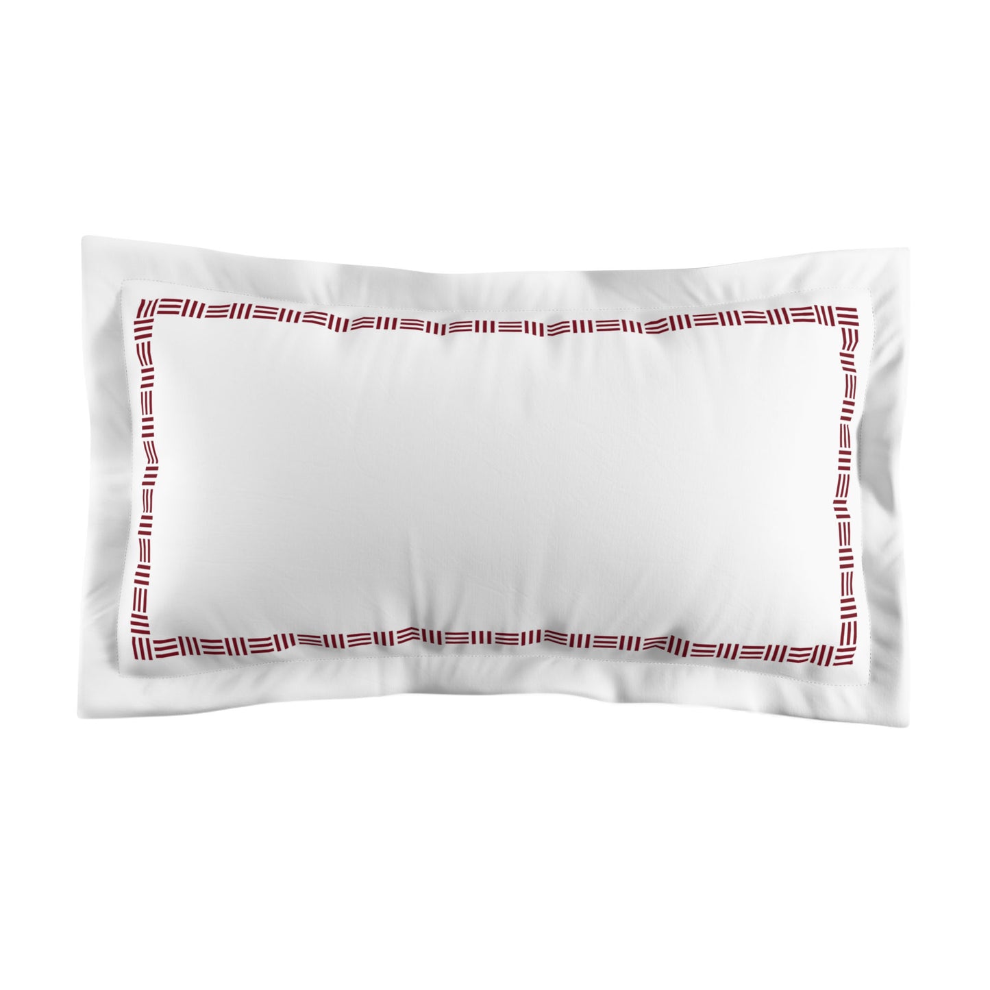 White Microfiber Pillow Sham with Flange, Burgundy Red Single Weave Motif Print, Classic Border, White Reverse Side | MFSF-1281-141