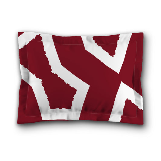 Burgundy Red Microfiber Pillow Sham with Flange, Bold White Graphic on Front, White Reverse Side | MFSF-1281-392
