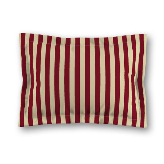 Desert Sand Microfibre Sham with Flange, Burgundy Red Bars on Front, Tan Reverse Side, King (width x length) 22 x 38 inches / 56 x 97 cm