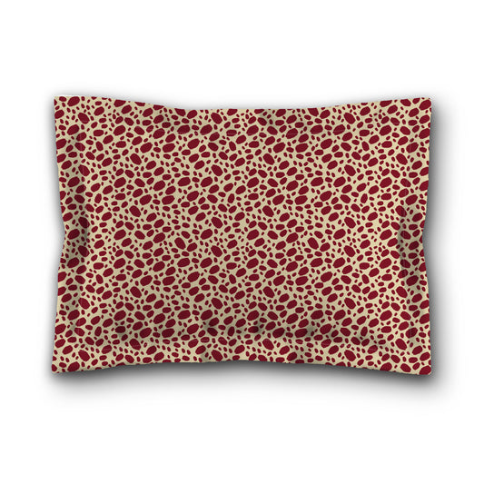 Desert Sand Microfibre Pillow Sham with Flange, Burgundy Red Hand-painted Dab Motif Print, Tan Reverse Side, King (width x length) 22 x 38 inches / 56 x 97 cm