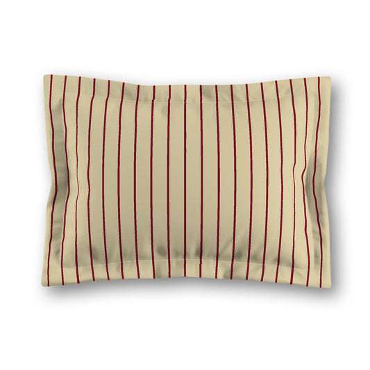 Desert Sand Microfibre Sham with Flange, Burgundy Red Stripes on Front, Tan Reverse Side, King (width x length) 22 x 38 inches / 56 x 97 cm