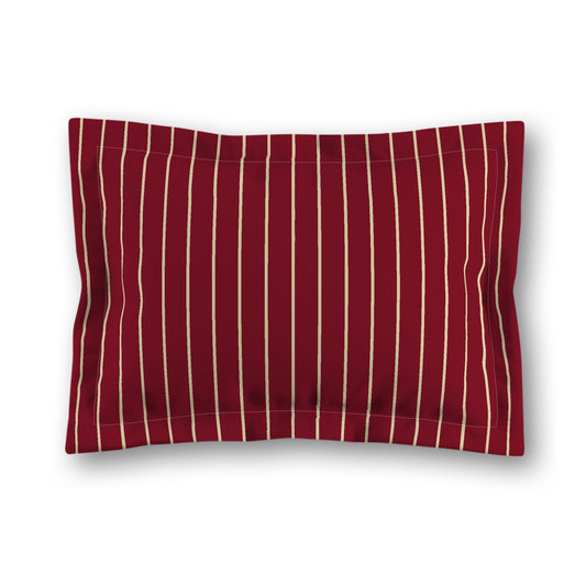 Burgundy Red Microfiber Sham with Flange, Desert Sand Stripes on Front, Tan Reverse Side, King (width x length) 22 x 38 inches / 56 x 97 cm